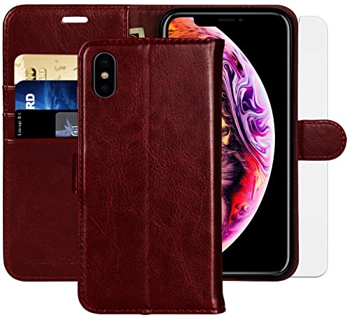 Étui portefeuille iPhone Xs Max en cuir véritable MONASAY offrant une élégance intemporelle