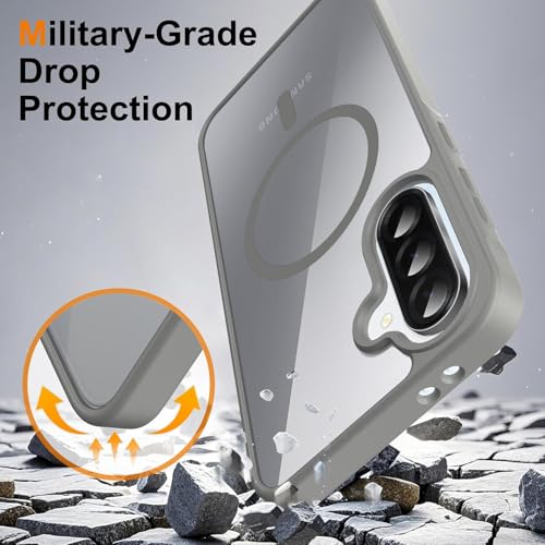 Image of DIZORO Compatible Samsung Galaxy A17 5g Case,Compatible with MagSafe, Non Yellow Military-Grade Drop Protection & Hard PC Back Cover Slim Transparent Anti-Scratch Shockproof Phone Case - Titanium