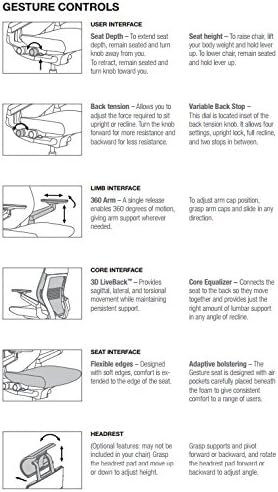 Miniatura 4 de Steelcase Silla de trabajo gestual respaldo envuelto - marco metálico platinadobaseacento de gaviota - soporte lumbar ajustable - ruedas de suelo