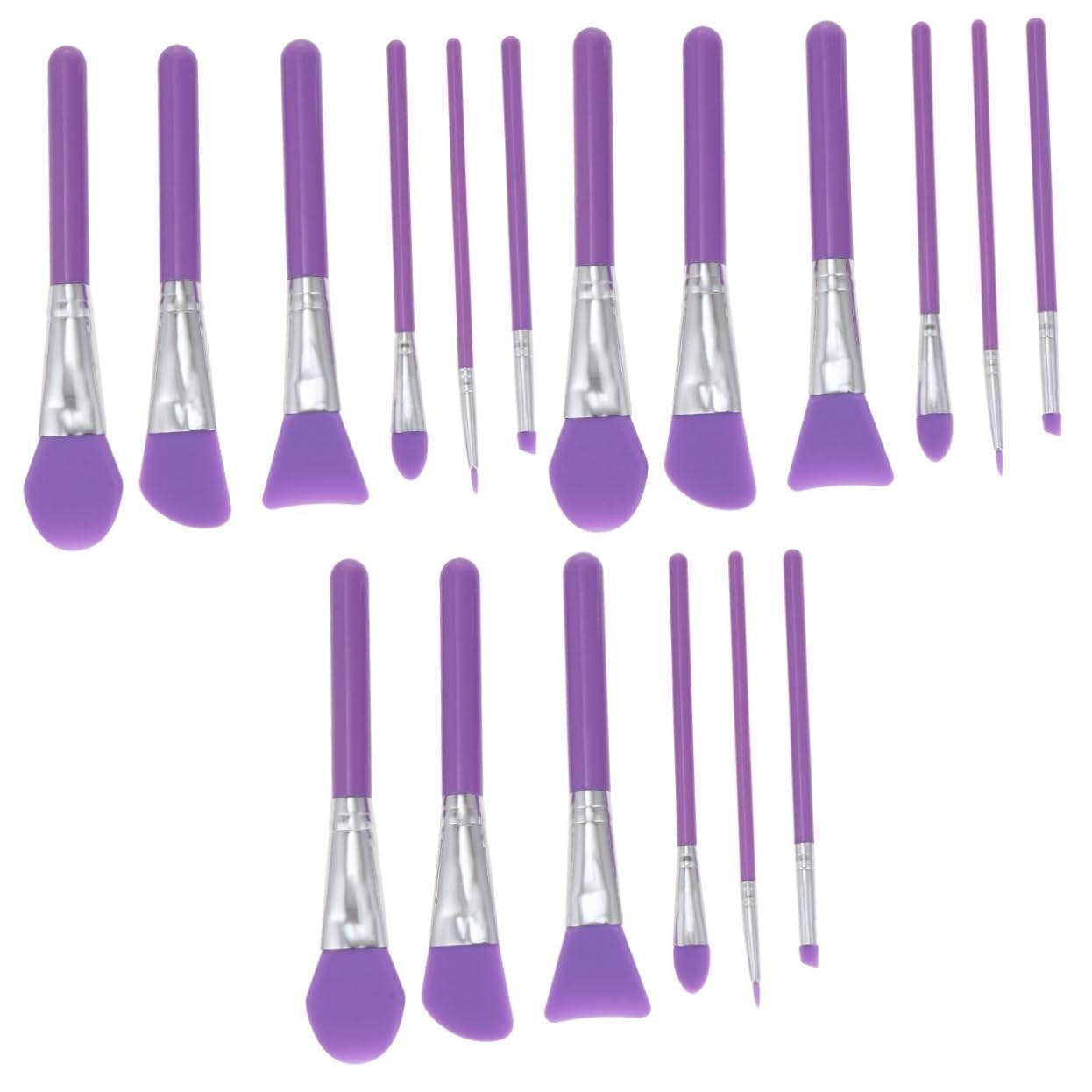 Beavorty 18piezas Pinceles De Silicona Para Maquillaje Herramientas Prácticas Para Aplicar Base y Faciales Accesorios De Belleza Color Morado