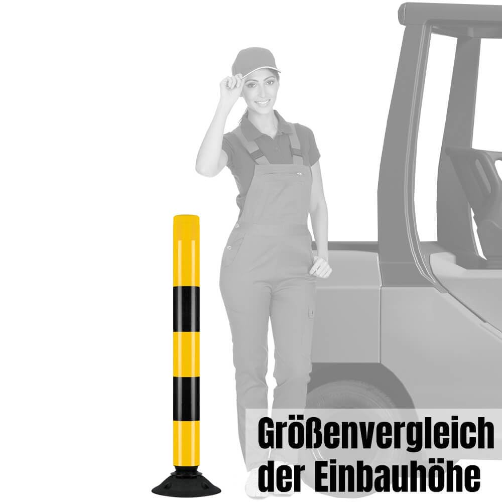 Verkehrs-Leitzylinder FLEX, neigbar, gelb/schwarz reflektierend, 100 cm, Art.-Nr. 610822 | Leitzylinder | Kunststoff Pfosten | Absperrpfosten