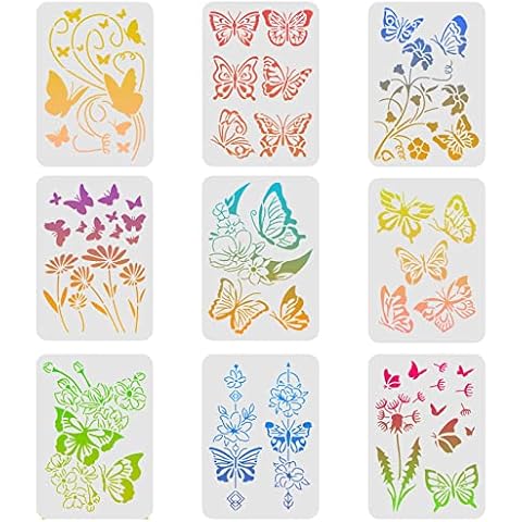 FINGERINSPIRE Reusable Butterfly Painting Stencils Cover