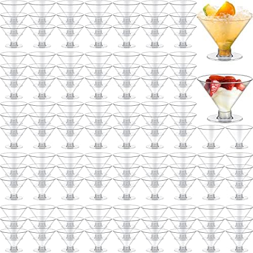 Rtteri 300 Pieces Disposable Plastic Martini Glasses 5 oz Cocktail Glasses, Clear Dessert Glasses Parfait Cups Wine Shot Glasses Reusable for Wedding Party Champagne, Ice Cream, Pudding