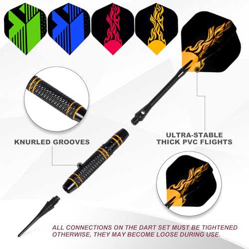vonezone Darts Soft Tip,Professional Darts Plastic Tip, Plastic Darts for Electronic Dart Board, 12Pcs 18Gram with 120 Extra Tips, 6 One-Piece Dart Wings, Flight Protector, Tool Wrench, Storage Case