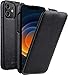Produktbild StilGut UltraSlim kompatibel mit iPhone 12 Mini (5.4) Hülle - iPhone 12 Mini Flip Case aus Leder, Klapphülle, Handyhülle, Lederhülle - Schwarz