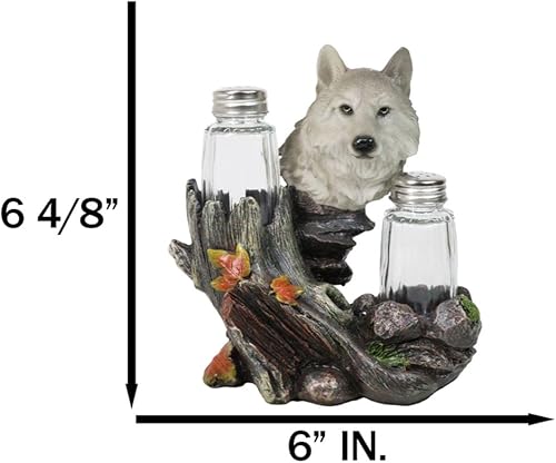Miniatura 7 de Ebros Gift Full Moon Lone Alpha Grey Wolf - Salero y pimentero, decoración de 6.5 pulgadas de alto, rústico, vida silvestre, bosques, lobos,