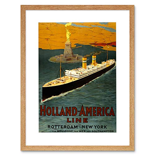TRAVEL HOLLAND AMERICA LINE SHIP OCEAN NEW YORK ART FRAMED ART PRINT F12X1385