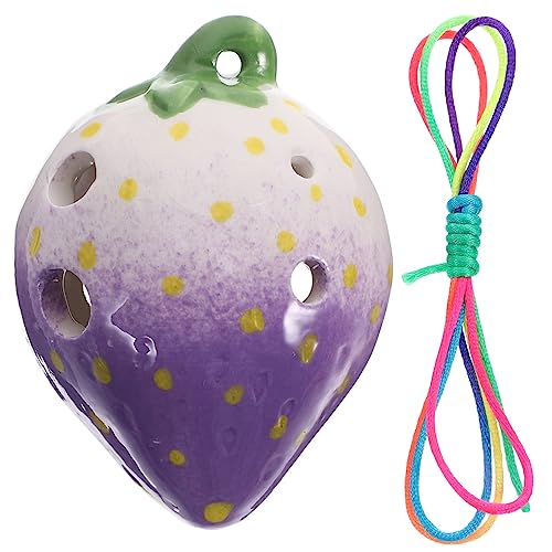Yardwe Strawberry Shaped 6-hole Ocarina Beginner's Wind Instrument Ceramic Material Random Color