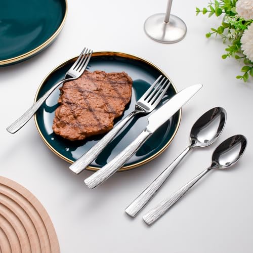 20-Piece Silverware Set for 4, CITESANA Heavy Duty Stainless Steel Flatware Set with Ripple Handles, Mirror Polished Kitchen Cutlery Set by Citesana - Image 5