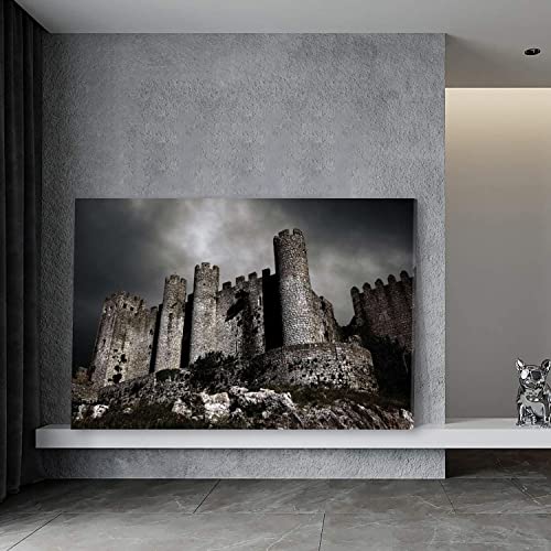 Eorntdy Canvas Wall Art Castle In The Moonlight Canvas Print Artwork Palace Wall Art Paintings Framed Ready To Hang For Living Room Dinning Room Bedroom Bathroom Home Decor 12X18Inch #TOP6