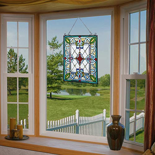 COTOSS Stained Glass Window Hangings, Victorian Stained Glass Panel, Tiffany Window Panel Hanging, Tiffany Glass Panel, Suncatcher, Tiffany Style Window Hanging