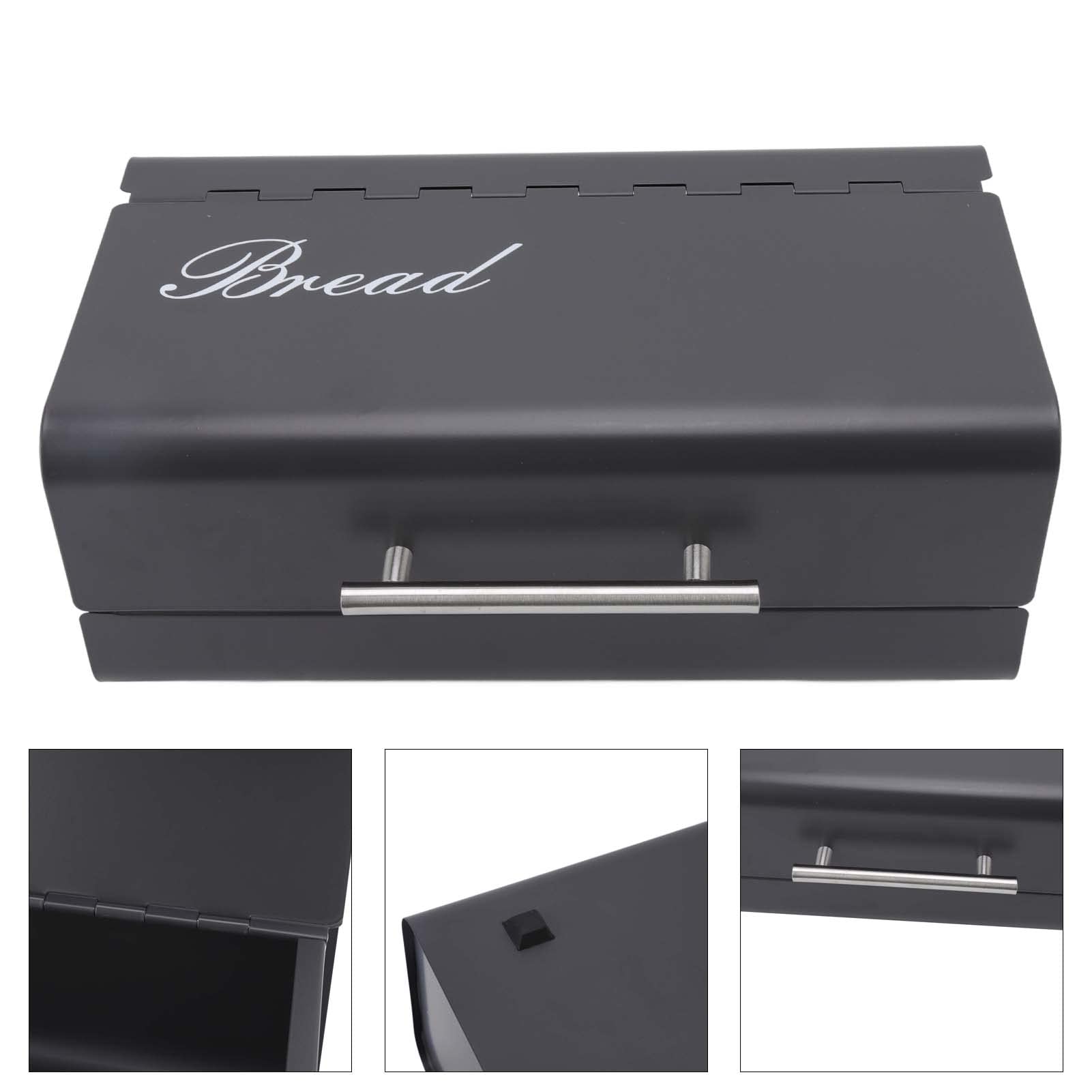 Caja de Pan para Encimera de Cocina, Soporte de Almacenamiento de Pan de Hierro de Gran Capacidad con Puerta Tipo Almeja para el Hogar (Gris oscuro)
