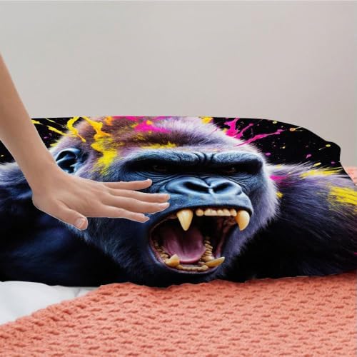Housse de couette 240x260 gorille coloré parure de lit microfibre