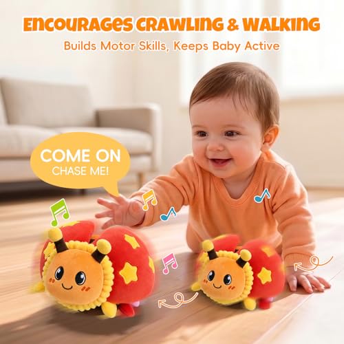 Image of Interactive Crawling Ladybug Toy, Musical Plush Toy for Babies 6-36M