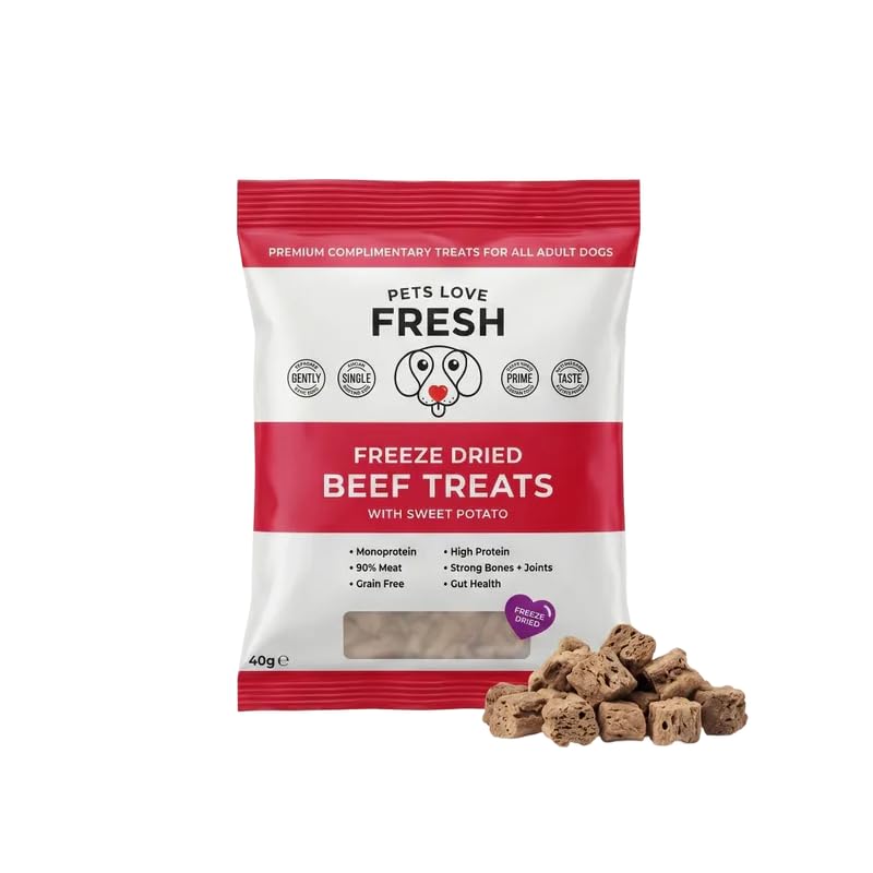 Freeze Dried Beef Dog Treats with Sweet Potato & Cranberry | Natural High Protein Dog Treats | Healthy Training Rewards for Dogs | Grain Free Dog Snacks | 160g (4 x 40g Packs)