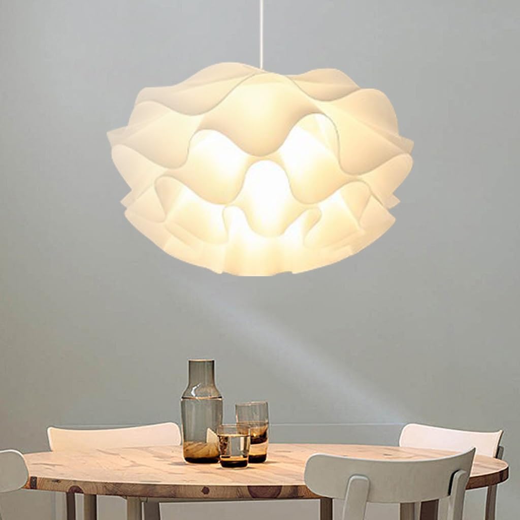 ENXING Modern Creative White Flower Chandelier Acrylic Petal Decorative Chandelier Dimmable Height Adjustable E27 Base Chandelier for Dining Room Living Room Bedroom Corridor Chandelier(50cm)