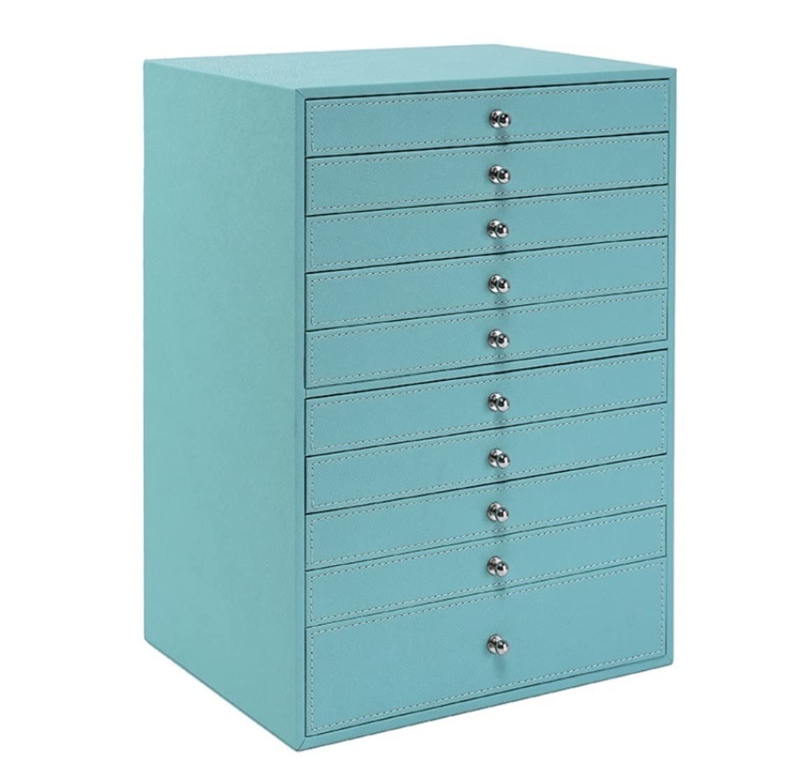 TIANQIHAO Jewelry Box 10 Layer Large Capacity Jewelry Box Organizer Case Pu Leather Handle Storage Box Drawer Type Jewelry Storage For Women Jewellry Holder,Green-29 * 20.5 * 40.5cm