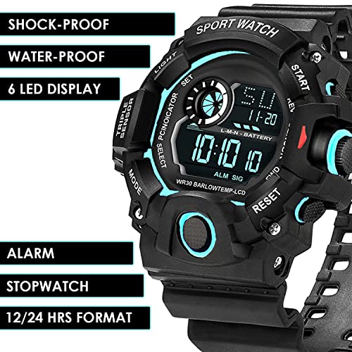 Image of Matrix Sports Digital Watch with 6 LED Backlight & Silicone Strap