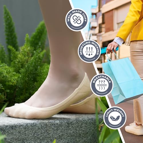 BRISIRA Bamboo Viscose Women No Show Socks Extra Low Cut Liners Boat Thin Non Slip Flats Sneakers Loafer Invisible 5 Pairs3