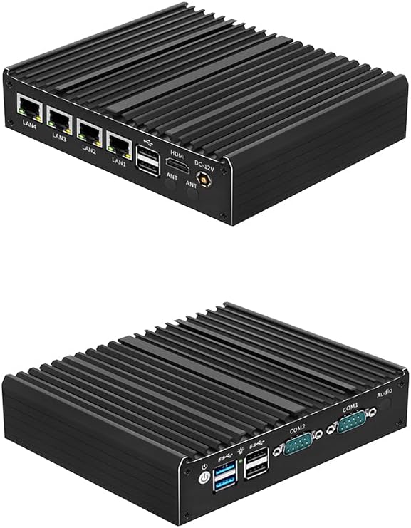 Industrial Mini PC,8-PCB Fanless Mini PC Quad Core J4125,4*i226 2.5G LAN,DDR4/2*COM RS232(Support RS485)/HD/USB3.0, Mini Desktop Computer Support Dual Band WiFi for Home Office,NO RAM NO SSD