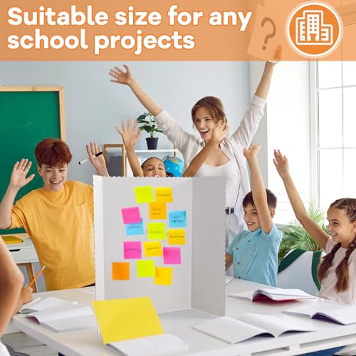Image of Ctosree 60 Pcs 48 x 36 Inch Tri Fold Poster Board Bulk for Display,White | Science Fair Project,Classroom Display Paperboard, Single Wall Build, Lightweight Presentation Board,3 Panels