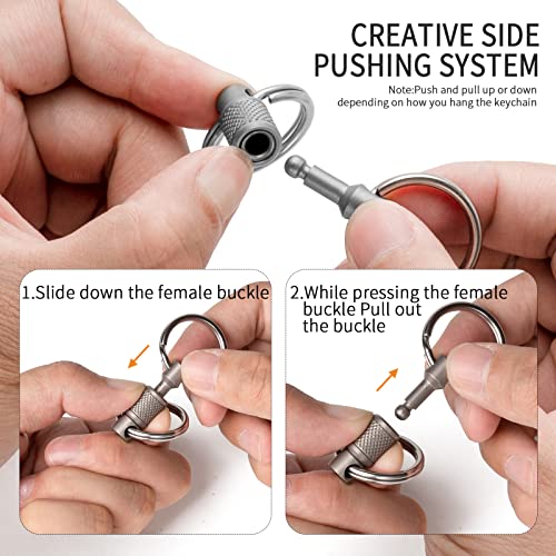 FEGVE Titanium Quick Release Swivel Keychain, Pull Apart Detachable Keychain Heavy Duty Car Key Holder with Key Rings - Image 5