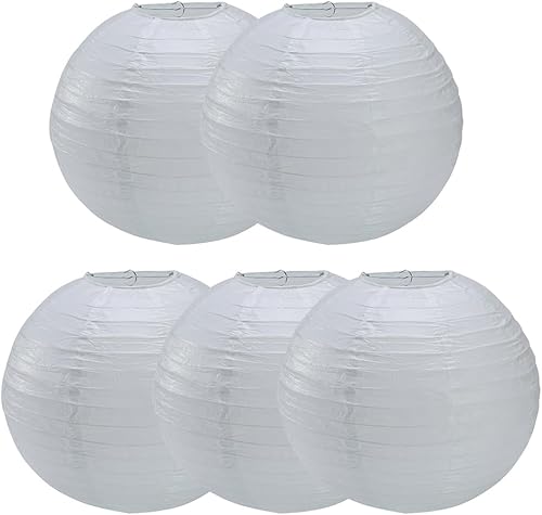 Faroles de papel redondos de papel, faroles decorativos para bodas, cumpleaños, fiestas y eventos, 16 pulgadas, 5 paquetes (verde claro)