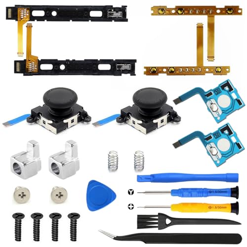 ZHUROUPU Ersatz Kit für Nintendo Switch Joy-Con Controller.Reparatur Ersatz Links und Rechts Controller Analoger Thumbstick mit Reparaturwerkzeugen .incl Öffnungswerkzeug (24Pcs)