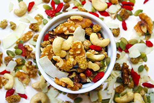 BetterFoods Raw Superfoods Trail Mix - Tropical Power Blend | 50% Less Sugar, Vegan, Non-GMO, Gluten & Soy Free | Cashews, Mulberries, Pumpkin Seeds, Walnuts, Goji Berries & Coconut, 20oz - Thumbnail 6