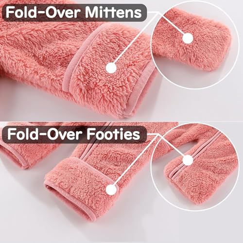 Newborn Baby Bear Outfit Infant Girls Boys Fleece Snowsuit Winter Warm Hooded Jumpsuit Romper Outwear Clothes 0-12Months3