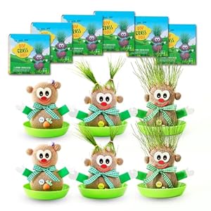 DIY Grass Doll Growing Kit(6packs) –Eco Friendly Bday Goodies, Playdate Activity, Party Favors, Craft and Art Gift for Kids, Family Fun, School Science Supplies Learning Resource, Stress Relief Toys