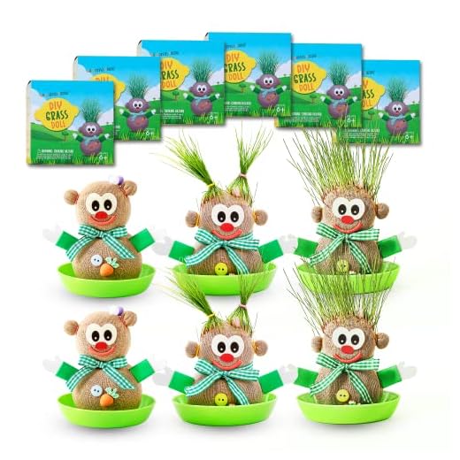DIY Grass Doll Growing Kit(6packs) –Eco Friendly Bday Goodies, Playdate Activity, Party Favors, Craft and Art Gift for Kids, Family Fun, School Science Supplies Learning Resource, Stress Relief Toys