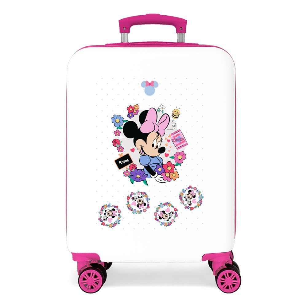 Disney Joumma Minnie Flowers Cabin Suitcase White 38x55x20 cm Rigid 2 kg Side Combination Lock ABS 2 kg 35L Hand Luggage