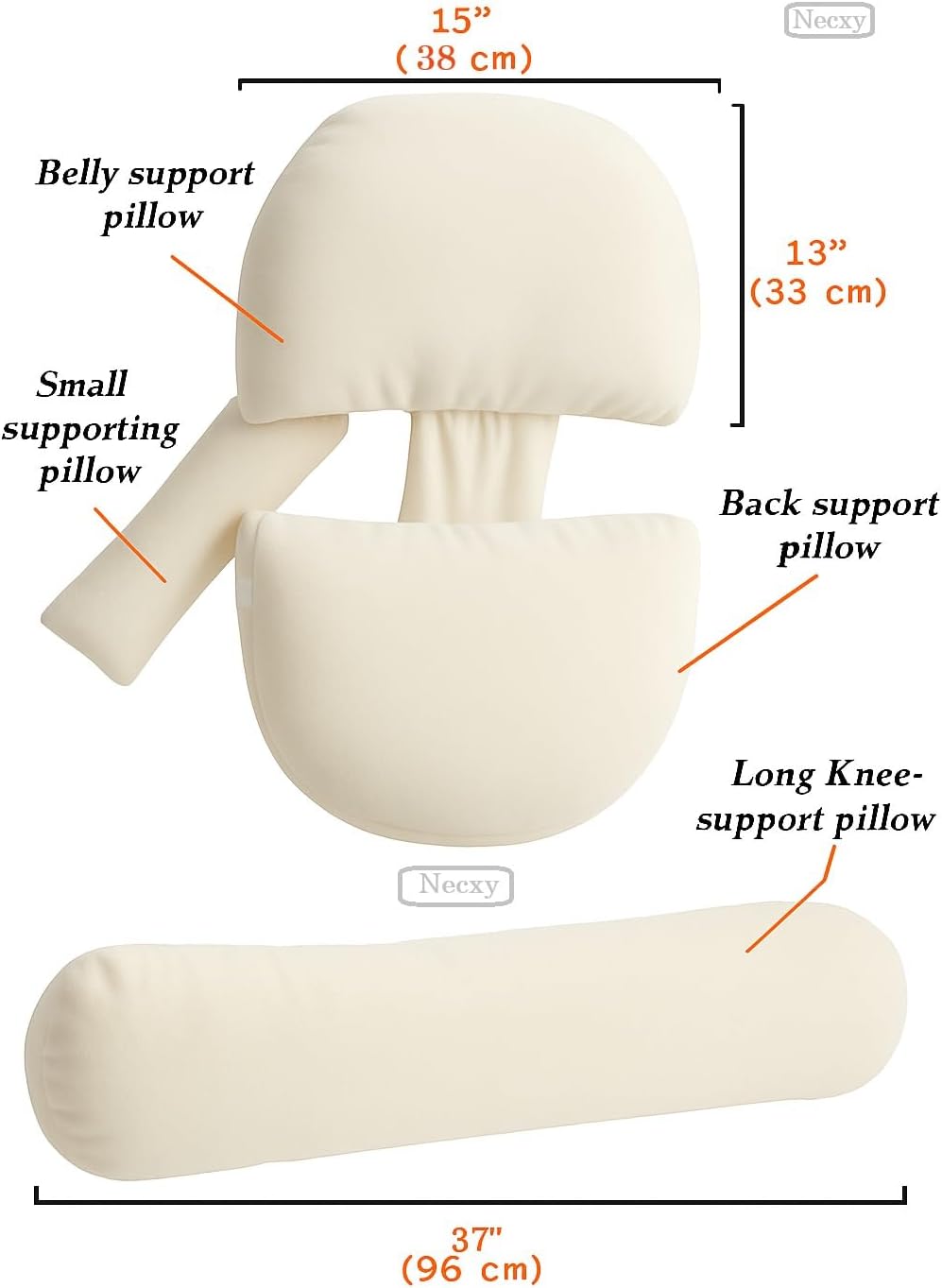 Pregnancy Pillows 4 Pack Multifunctional H Shape Pregnancy Pillows for Pregnant Women for Tummy Belly and Hip Pain/Body Support with Washable Cover (Cream)
