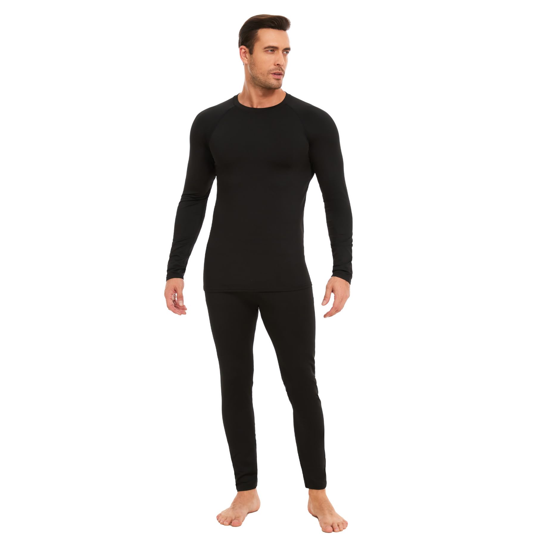 AMZSPORT Intimo Termico Uomo Set di Maglietta e Pantaloni a Compressione Asciugatura Rapida per Sci Palestra Ciclismo Calcio Corsa