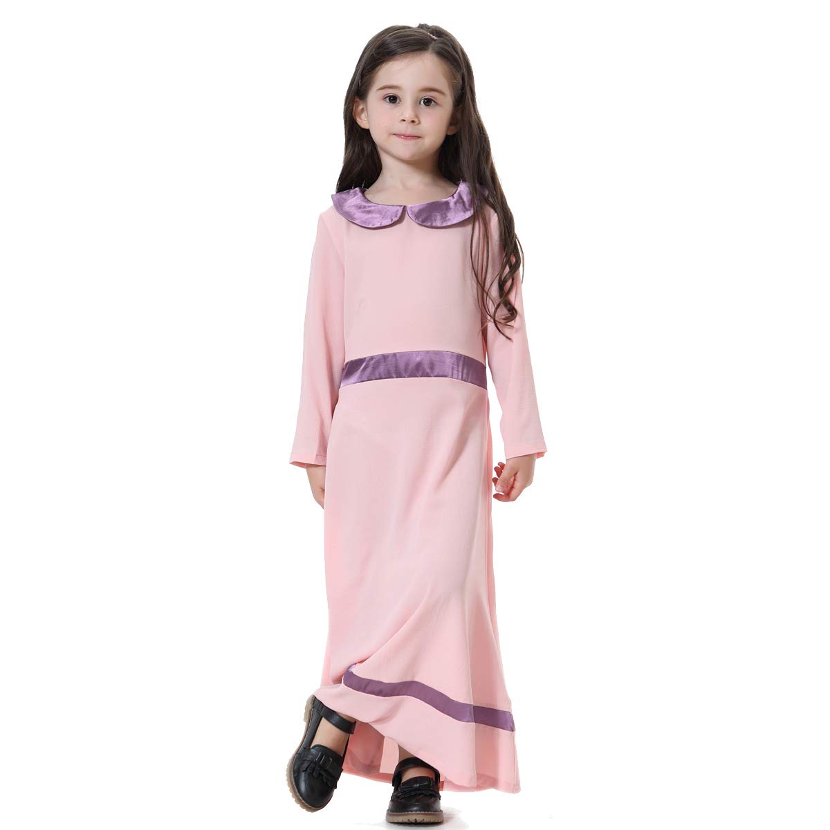 BaronHong Moslemiczny islamski arabska dziewczynka Abaya długi pasek na ubrania Thobe w zestawie, Rosa, 100 cm