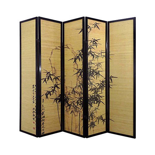 Paravent en bois de 5 pans, L200 x H176 x P2 cm -PEGANE-