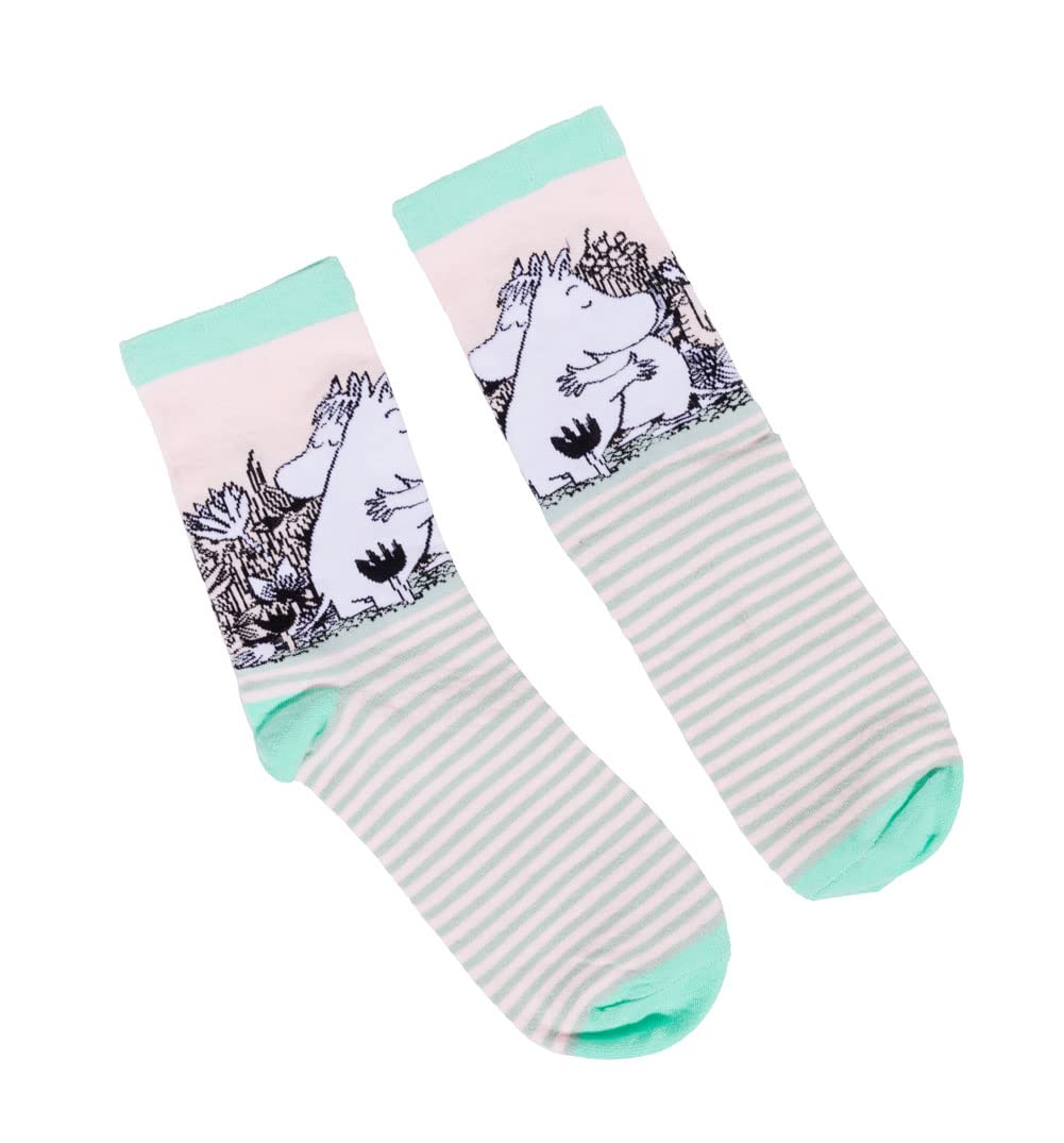 Truffleshuffle Women's Pink Moomin Love Stripe Socks By House Of Disaster - Official Moomintroll & Snorkmaiden Character Socks For Uk Size 4-7 With Gift Box