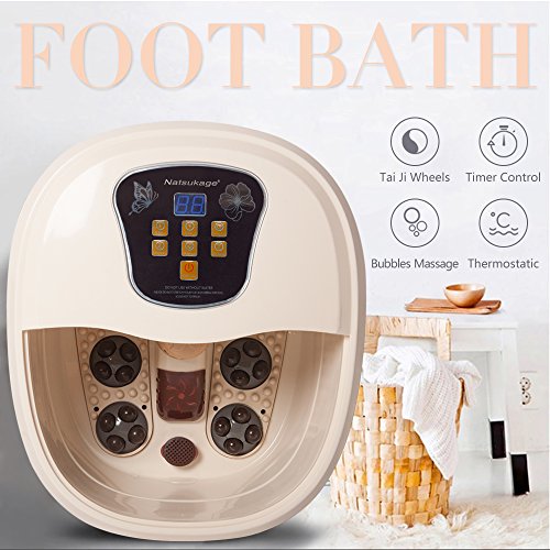 Natsukage All in One Foot Spa Bath Massager Motorized Rolling Massage Heat Wave Digital Temperature Control LED Display Fast US Shipping