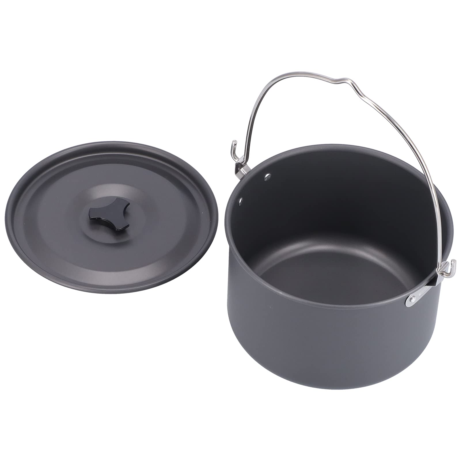 Akozon Marmite de Camping en Plein Air pour 6 à 8 Personnes – Marmite Suspendue Portable en Alliage d'aluminium avec Couvercle et Sac de Rangement pour la Cuisine au Feu de, la Randonnée et Les
