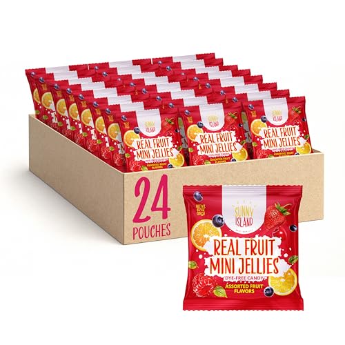 Fruit Jelly Candy | 24 Packs | Dye Free Candy Individually Wrapped | Vegan Gummies with Real Fruit Puree | Assorted Flavors | Gelatin Free Plant Based Texture | Naturally Flavored