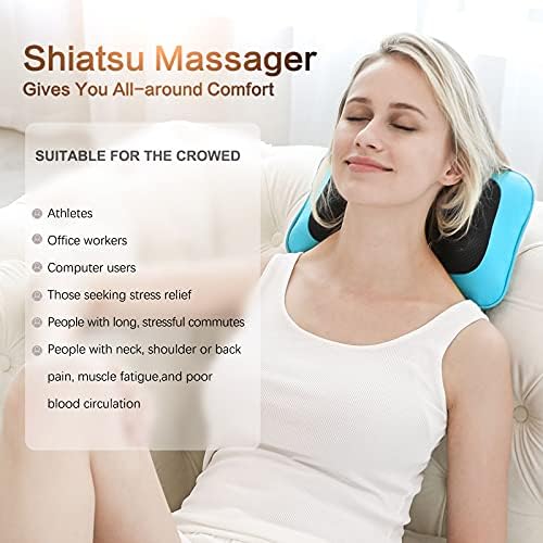 Shiatsu Neck Back Massager Pillow with Heat, Deep Tissue Kneading Massage for Back, Neck, Shoulder, Leg, Foot, Gift for Men Women Mom Dad, Stress Relax Mothers Day, Fathers Day