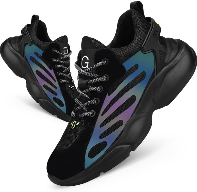 BAIYIJIA Steel Toe Shoes for Men No Slip Work Shoes Construction Industrial Work Tennis Shoes Safety Shoes Lightweight Steel Toe Sneakers for Men