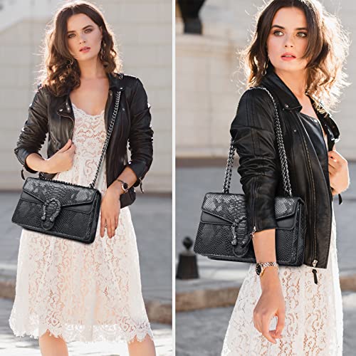 MYHOZEE Crossbody Bags for Women - Snake Printed Clutch Purses Leather Chain Shoulder Bags Evening Handbags - Image 3