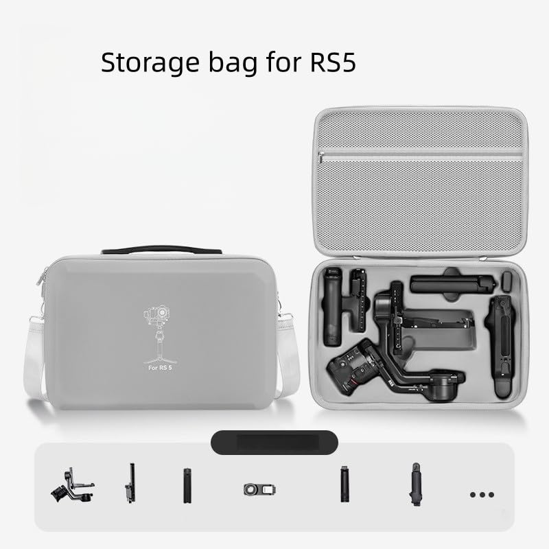 Borsa portaoggetti per stabilizzatore DJI RS5, custodia da trasporto di grande capacità con tracolla, custodia protettiva da viaggio in PU per stabilizzatore cardanico e accessori, Versione Set Nero