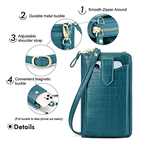 Image of Peacocktion RFID Crossbody Wallet Purse for Women Small Travel Cell Phone Purses Trendy Vegan Leather Bags with Card Slots