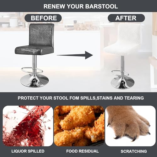 Image of Bar Stool Cover 4pcs Bar Chair Cover Swivel Bar Stool Slipcover | Stretch Counter Height Bar Stool Cover High Back Chair Cover Counter Stool Bar Chair Covers for Kitchen Pub Dining Room,40