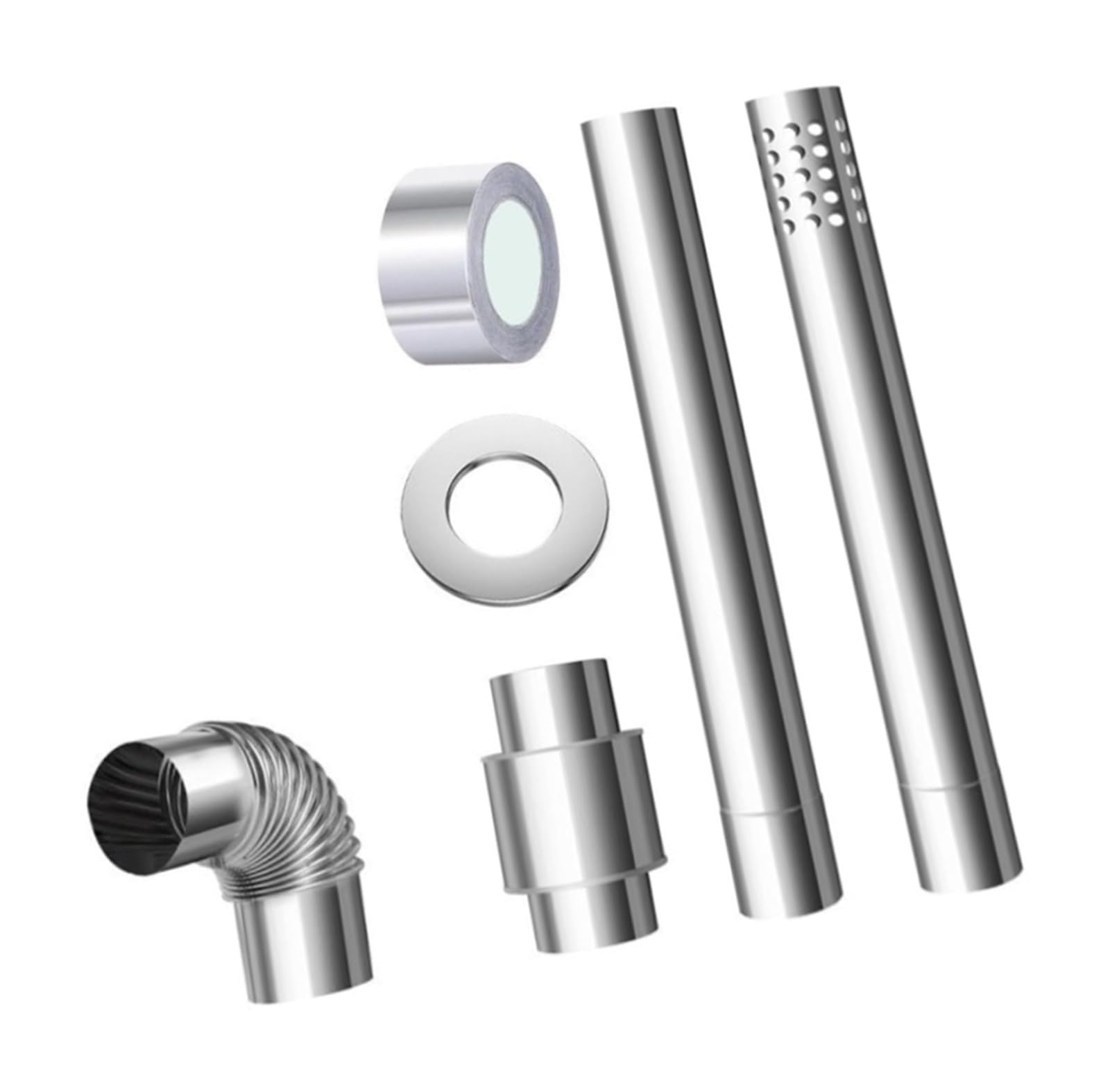 Kit de tubo de chimenea for calentador de agua a gas de acero inoxidable con tubo perforado, tubo recto y válvula de retención for ventilación