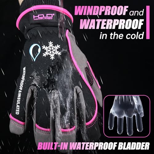 Image of HANDLANDY Winter Work Gloves, 3M Thinsulate Waterproof Insulated Gloves, Warm Ski Glove for Shoveling Snow Outdoor, Gifts for Women