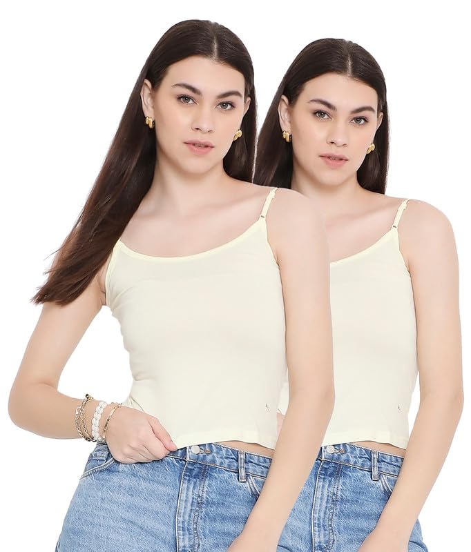vip feelings Feelings AS02 Women's Soft Cotton Camisole Slip with Adjustable Straps and Enzyme Finish Treatment - Pack of 2-picture-38